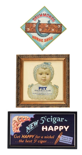 COLLECTION OF 3 TOBACCO ADVERTISEMENTS.