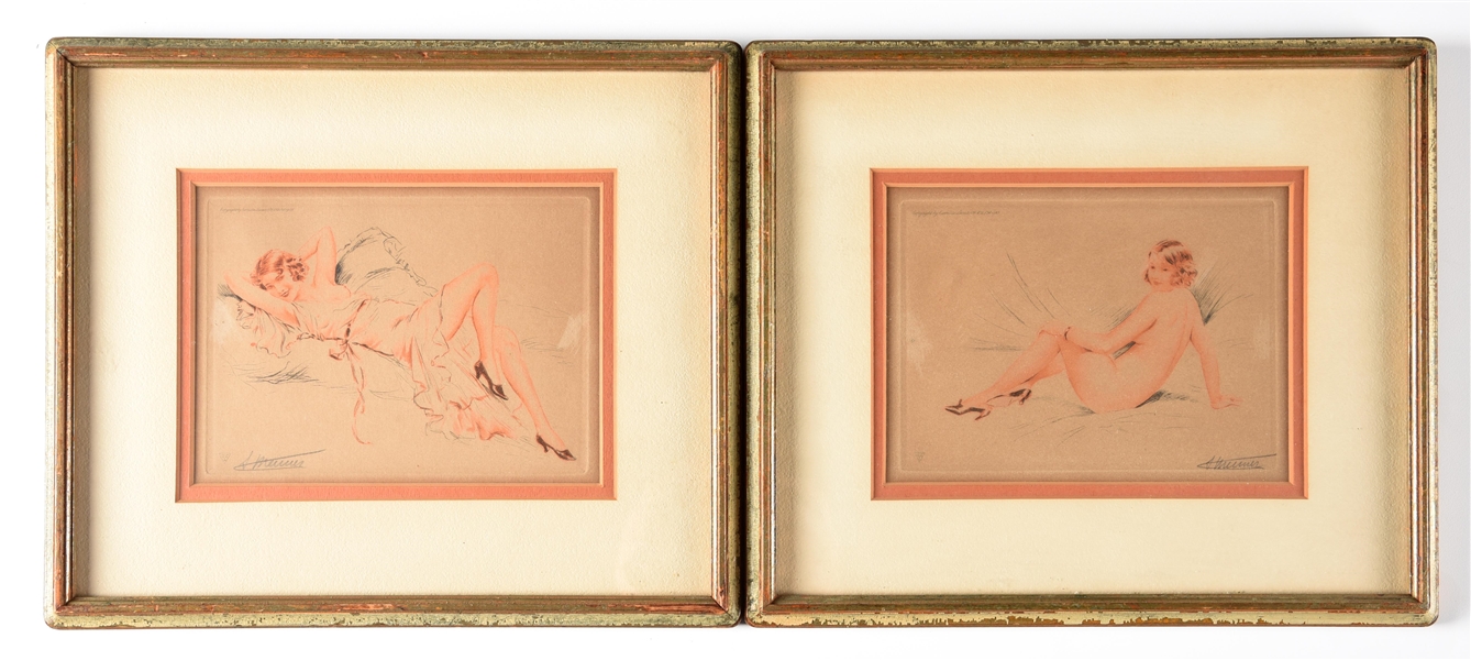 LOT OF 2: CAMILLA LUCAS NUDE WOMEN COLOR PRINTS BY SUZANNE MEUNIER.