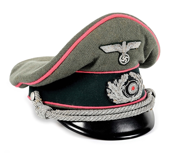 GERMAN WWII HEER PANZER OFFICER EREL VISOR HAT.