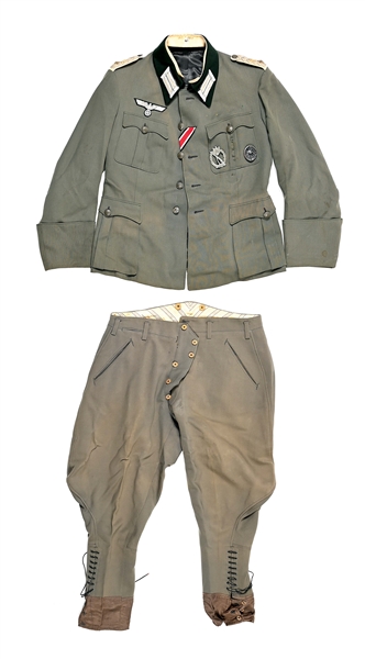 GERMAN WWII HEER IDENTIFIED M36 INFANTRY OFFICER TUNIC WITH TROUSERS.