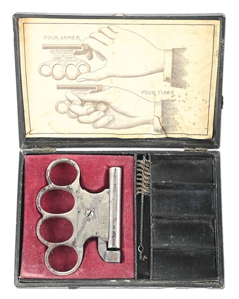 (A) FRENCH LE CENTENAIRE KNUCKLEDUSTER PISTOL WITH SCARCE ORIGINAL PICTURE BOX..