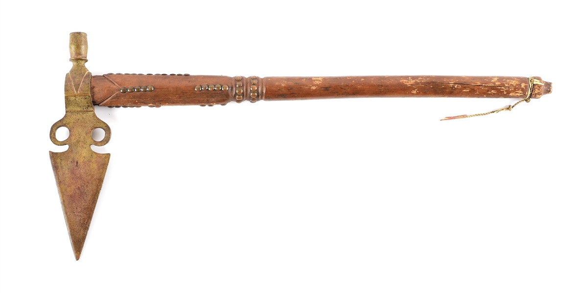 1860-1880S CAST BRASS SPONTOON BLADE INDIAN PIPE TOMAHAWK. 
