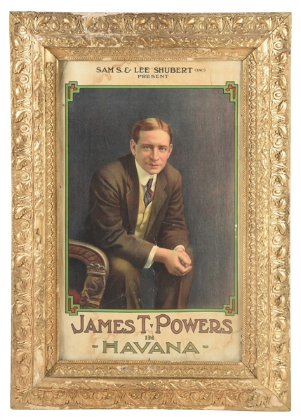 JAMES T. POWERS IN HAVANA FRAMED CIGAR ADVERTISEMENT.