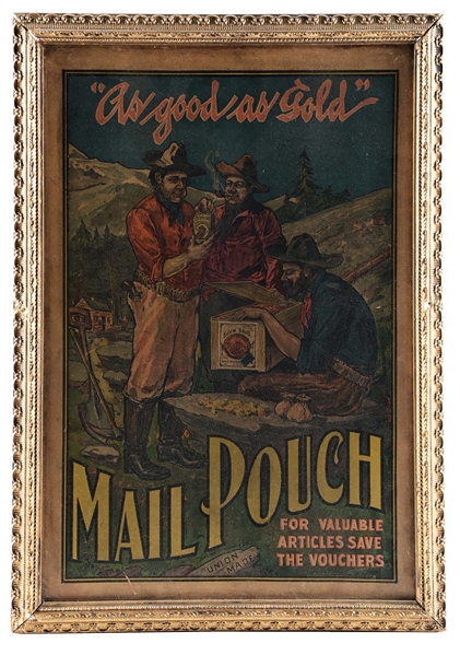 FRAMED MAIL POUCH TOBACCO ADVERTISEMENT.