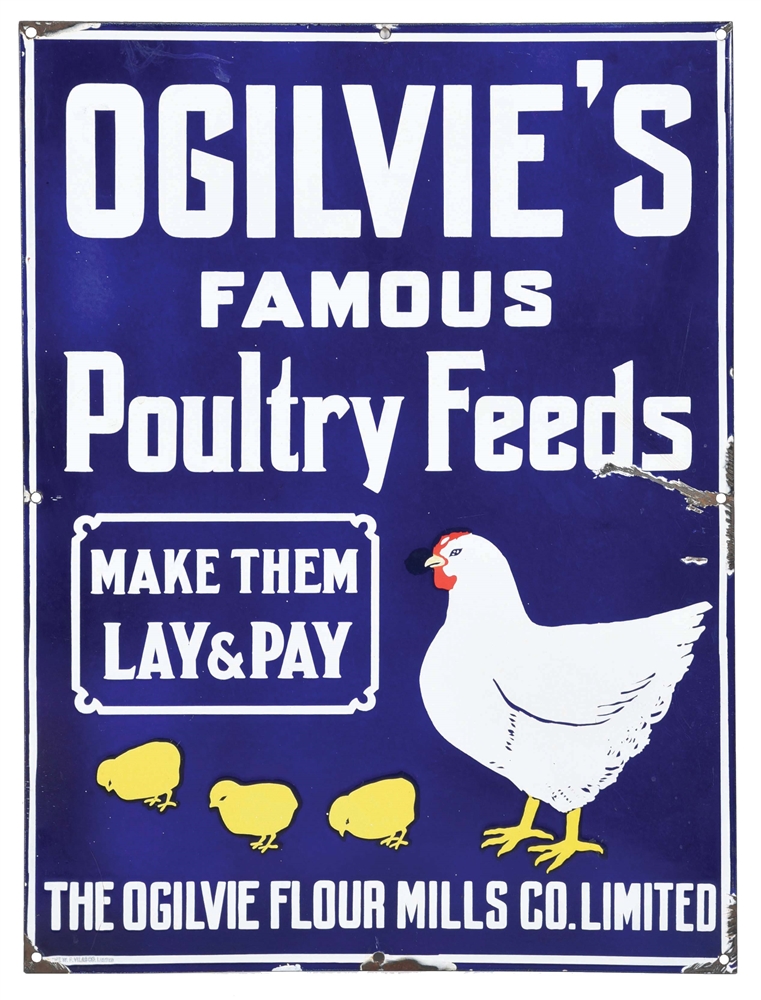 OGILVIES FARM POULTRY FEEDS W/ CHICK GRAPHIC.