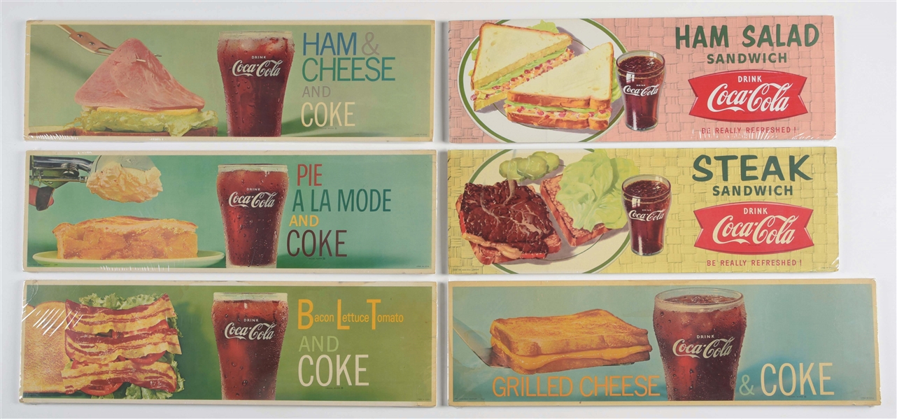 COLLECTION OF 6 COCA-COLA PAPER LITHOGRAPH CHANNEL SIGNS.