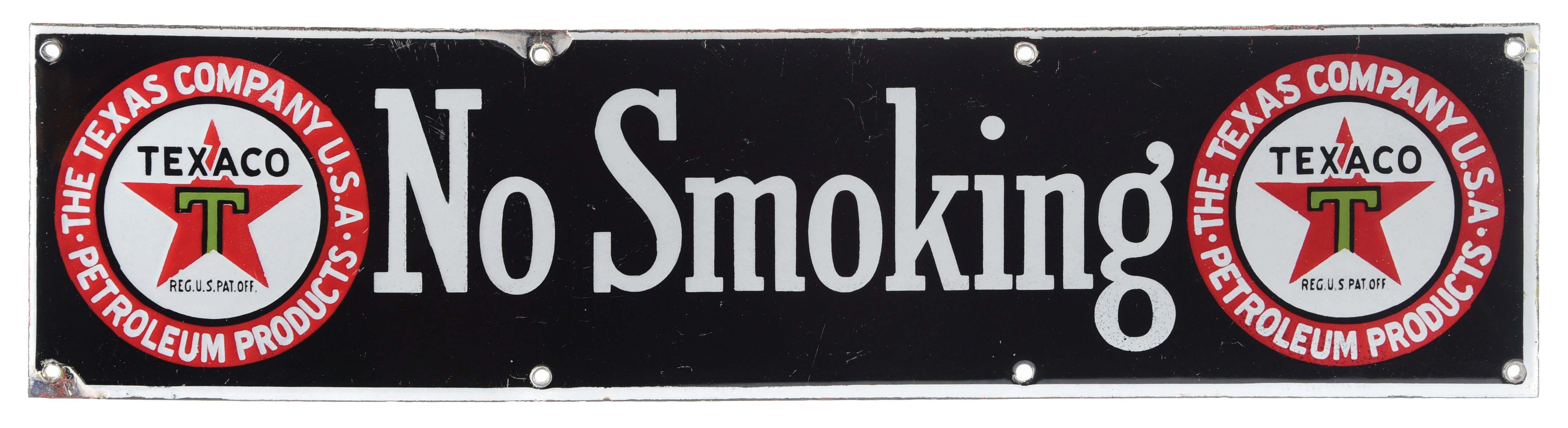 Lot Detail - TEXACO NO SMOKING PORCELAIN SERVICE STATION SIGN W/ STAR ...