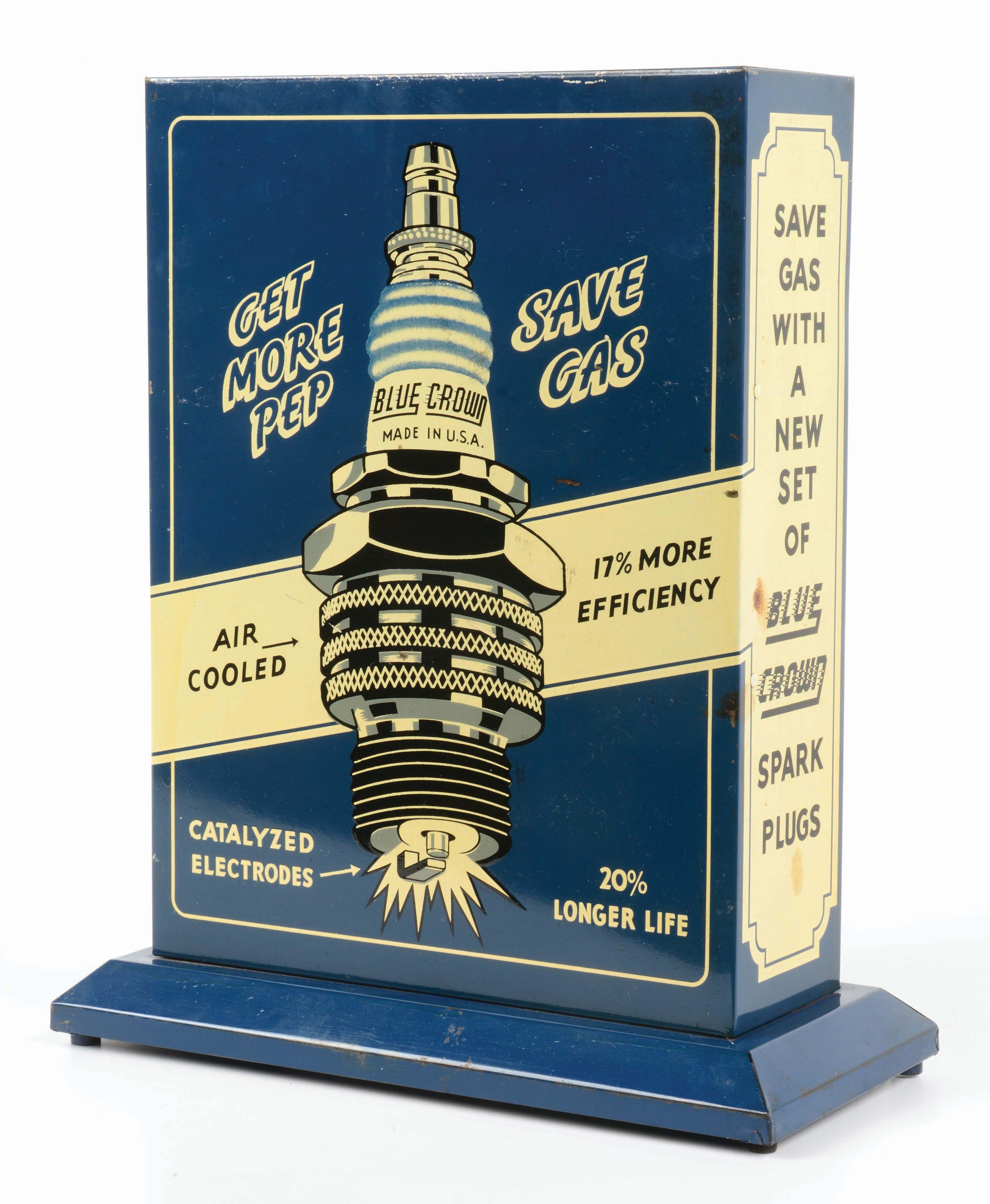 Spark Plug Display Embry Riddle Lot Detail - BLUE CROWN SPARK PLUGS TIN DISPLAY CABINET W/ SPARK PLUG ...