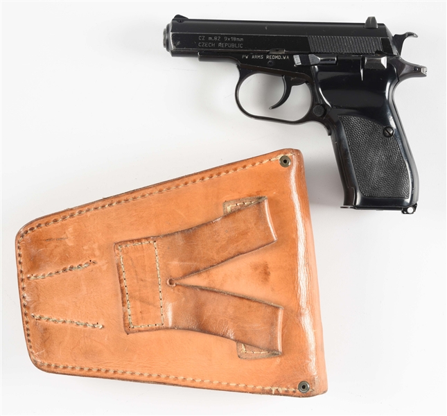 (C) CZ MODEL 82 SEMI-AUTOMATIC PISTOL WITH HOLSTER & ACCESSORIES.