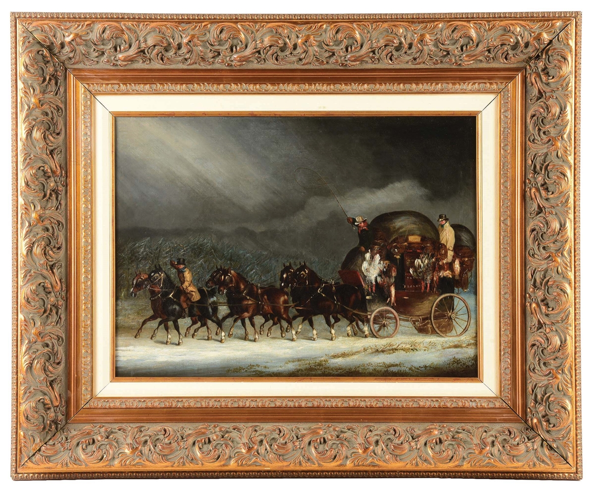 ATTRIB. TO: HENRY THOMAS ALKEN (BRITISH, 1785-1851) "RETURNING WITH THE SPOILS OF A WINTER HUNT".