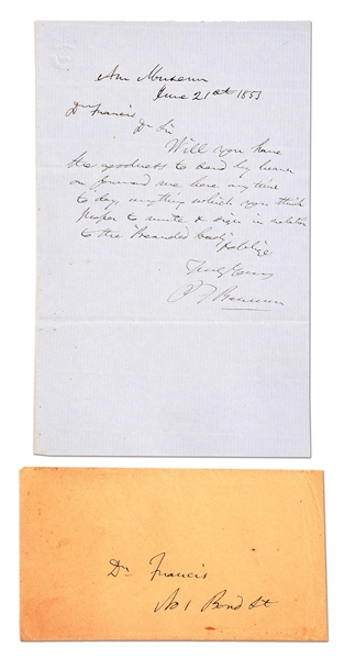 PHINEAS T. BARNUM SIGNED LETTER REGARDING THE "BEARDED LADY".