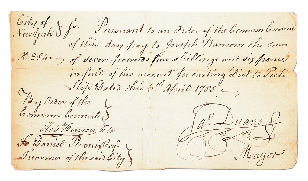 Lot Detail - JAMES DUANE SIGNED DOCUMENT.