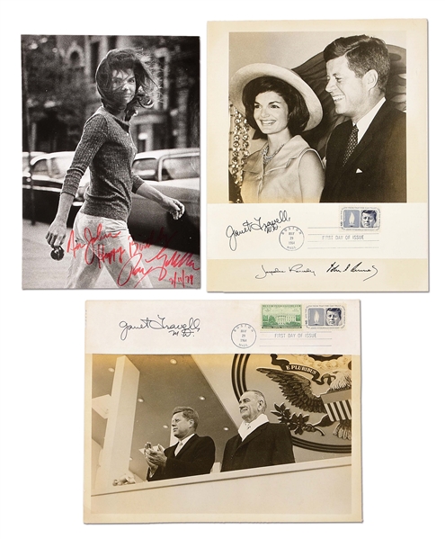 LOT OF 3: SIGNED PHOTOS OF JOHN AND JACKIE KENNEDY.