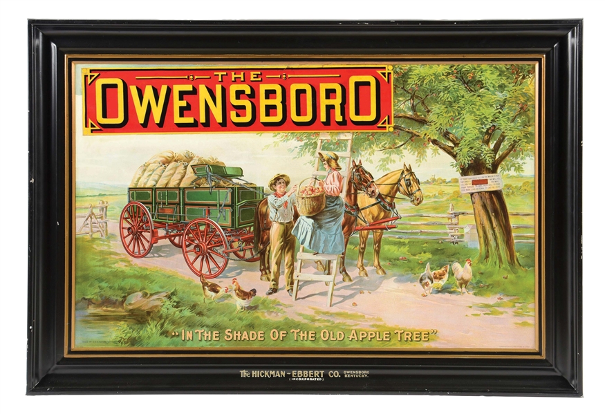 OWENSBORO WAGON SELF-FRAMED TIN SIGN W/ WAGON GRAPHIC.