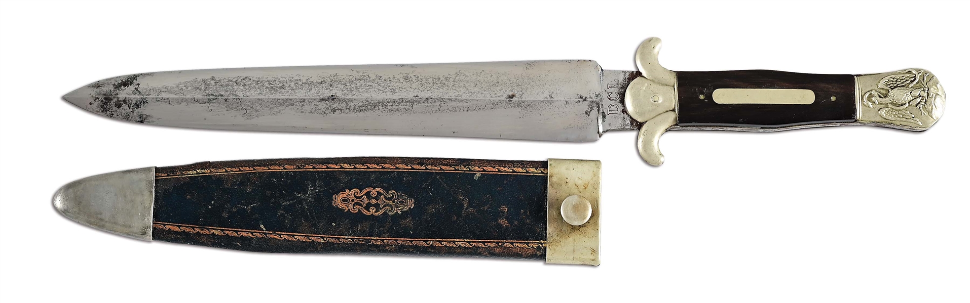 SHEFFIELD BOWIE KNIFE WITH MEXICAN EAGLE POMMEL.