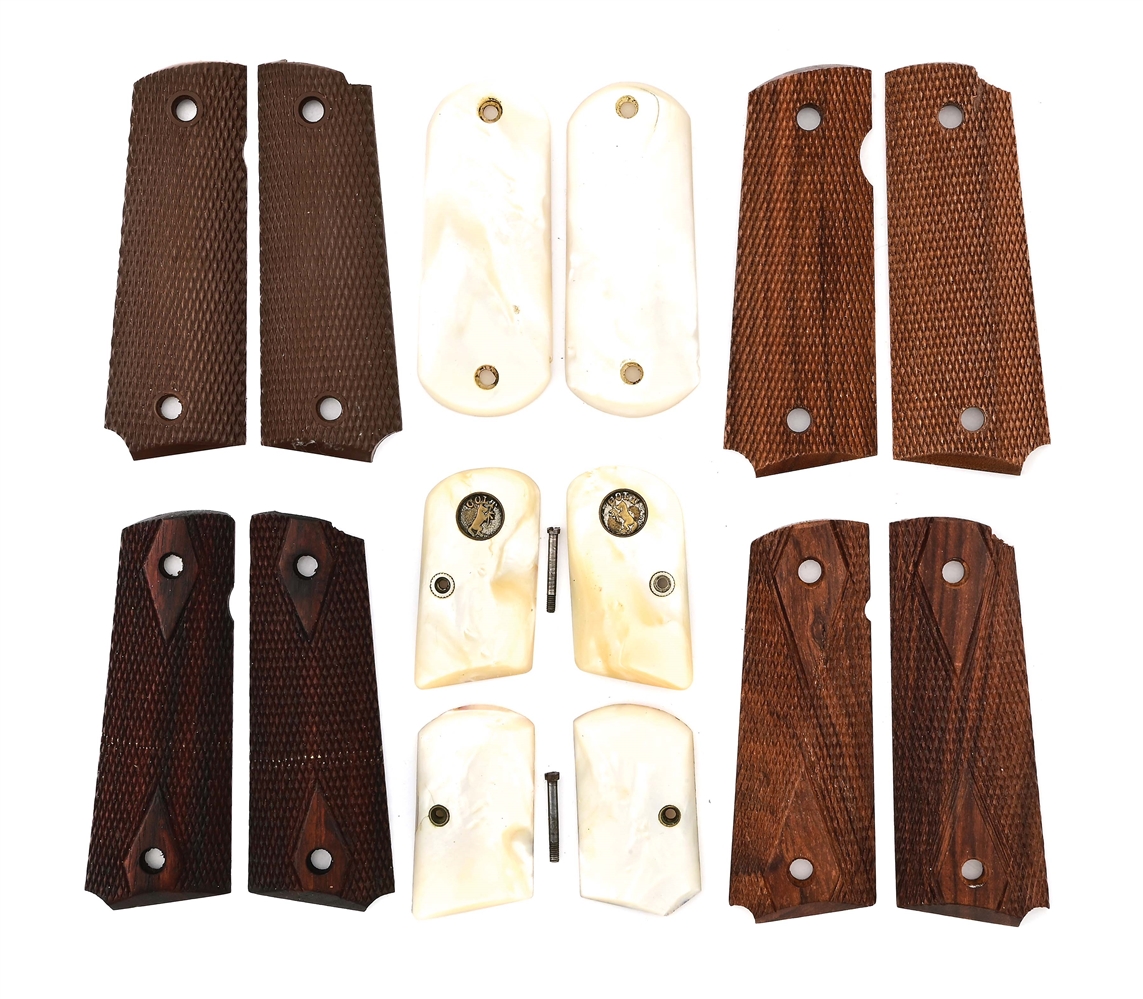 LOT OF 7: GRIPS FOR COLT SEMI-AUTOMATIC PISTOLS.