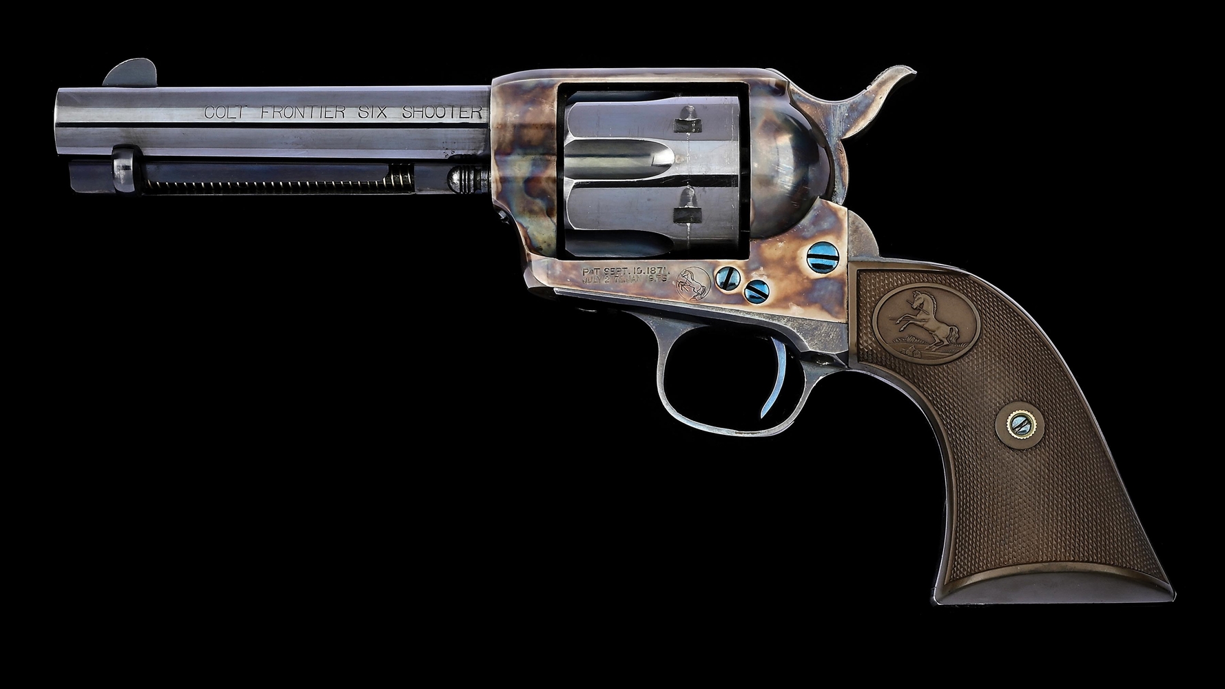 (A) NEAR NEW COLT FRONTIER SIX SHOOTER WITH PICTURE BOX.