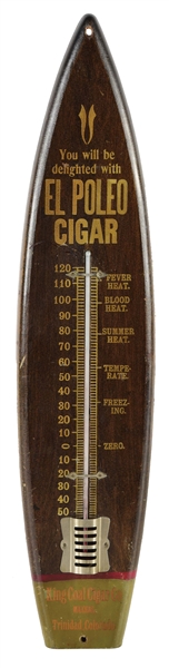 KING COAL CIGAR CO. WOODEN THERMOMETER.