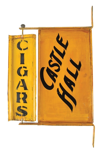 CASTLE HALL CIGARS SPINNING FLANGE SIGN.