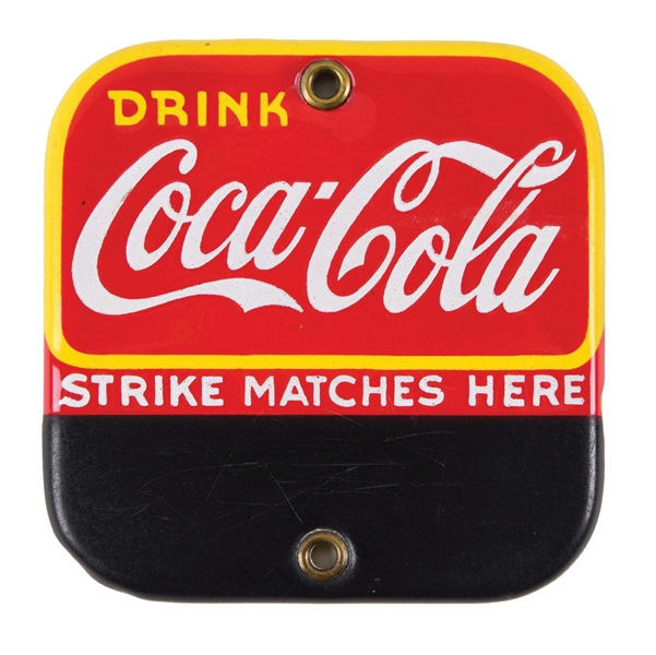 DRINK COCA-COLA PORCELAIN MATCH STRIKE.
