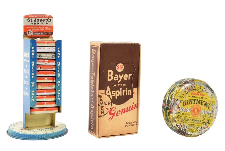 COLLECTION OF 3 EARLY REMEDY & ASPIRIN ADVERTISEMENTS.