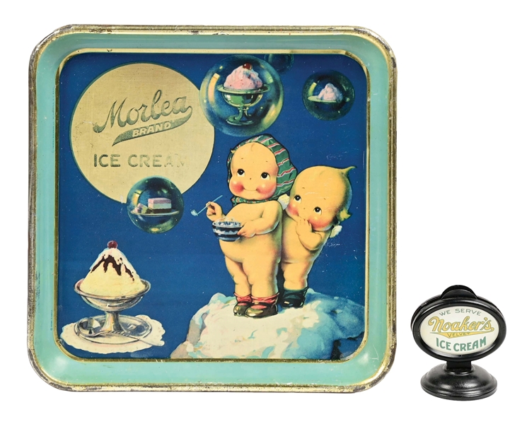 COLLECTION OF 2 EARLY ICE CREAM ADVERTISING PIECES.