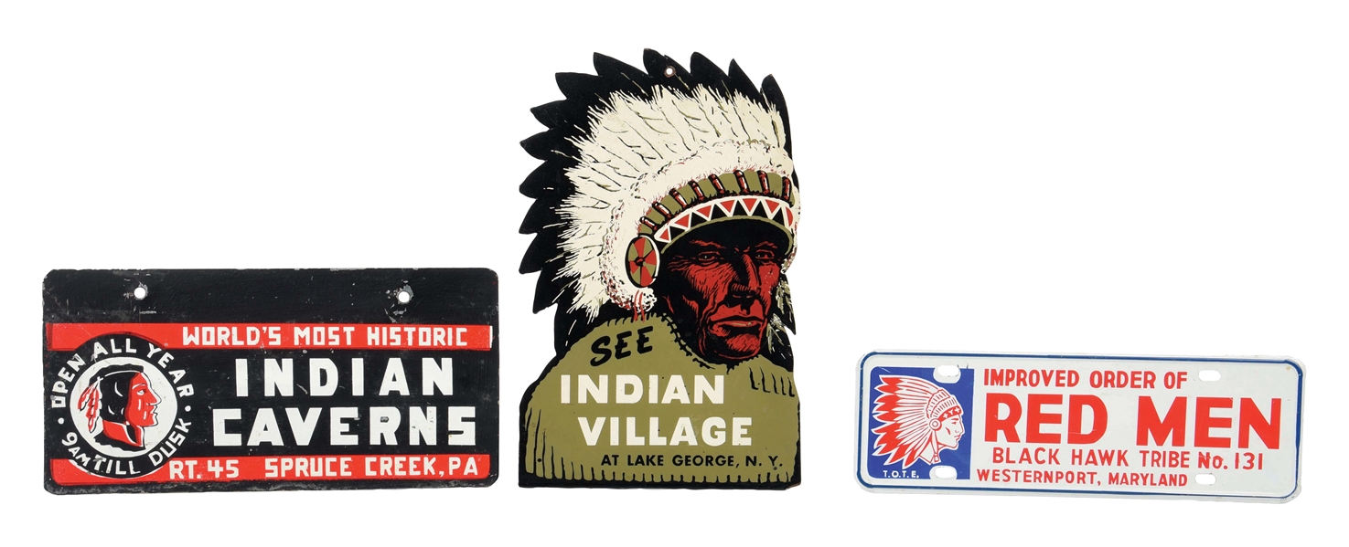 COLLECTION OF 3 NATIVE AMERICAN ADVERTISING PIECES.