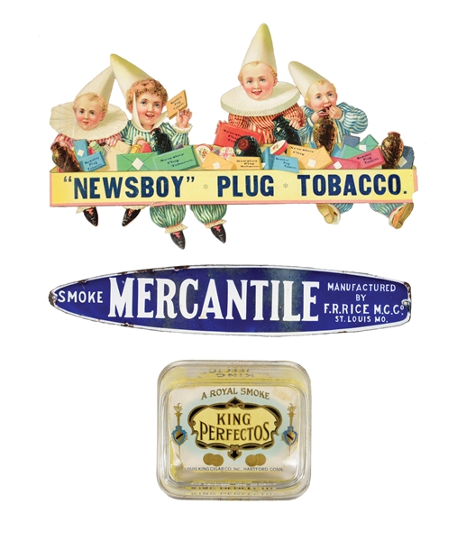 COLLECTION OF THREE TOBACCO ADVERTISING ITEMS.