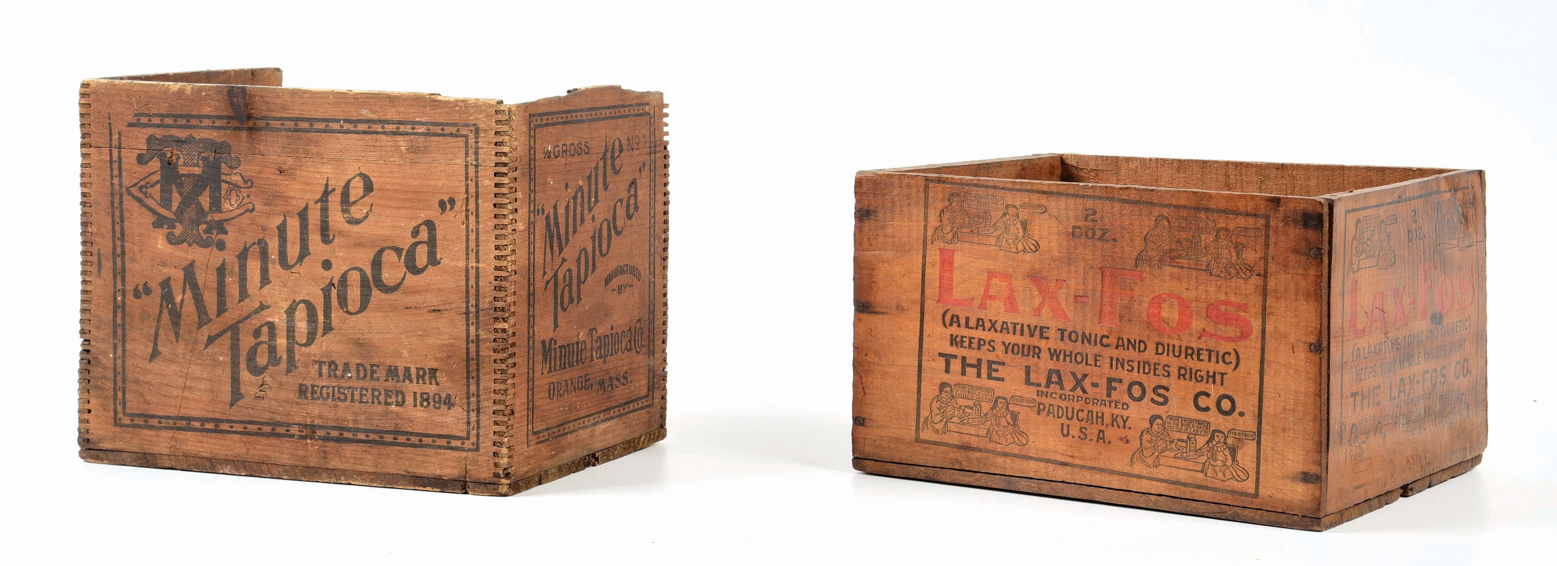 Lot Detail - COLLECTION OF 2 EARLY WOODEN CRATES W/ ADVERTISING.
