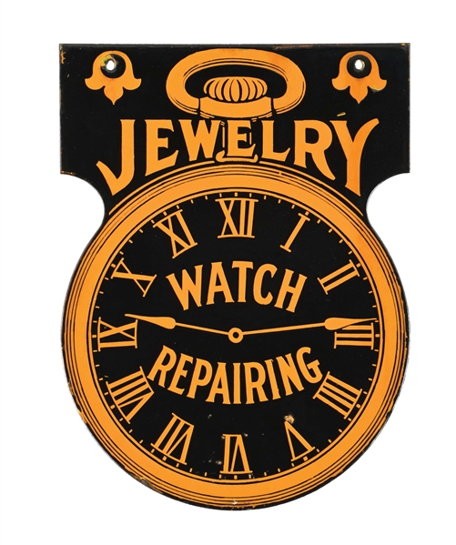 JEWELRY AND WATCH REPAIRING PORCELAIN SIGN.