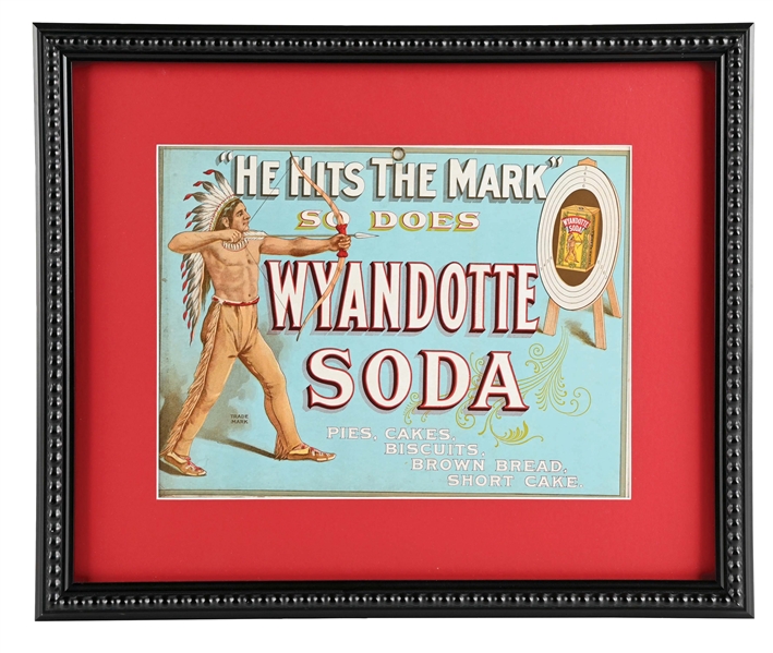 WYANDOTTE BAKING SODA PAPER LITHOGRAPH W/ NATIVE AMERICAN GRAPHIC..