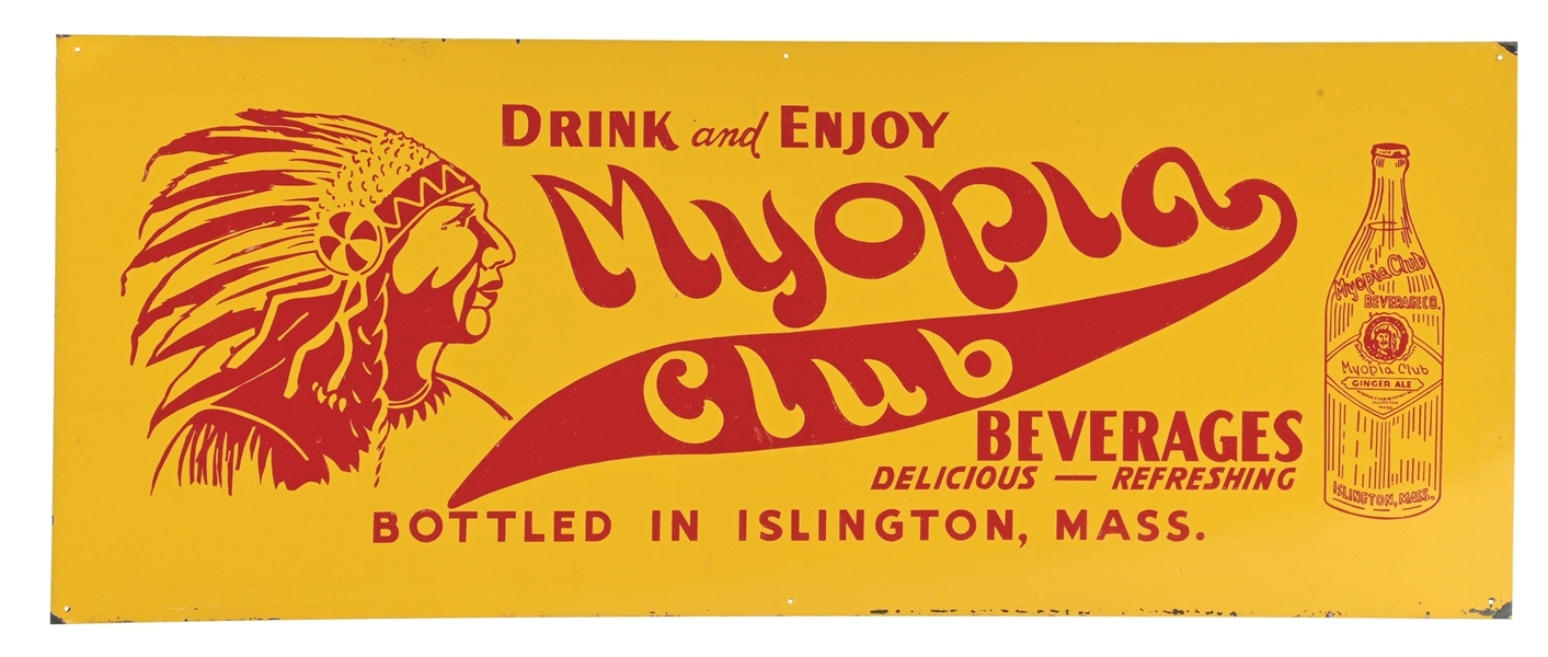 MYOPIA CLUB BEVERAGES TIN SIGN.