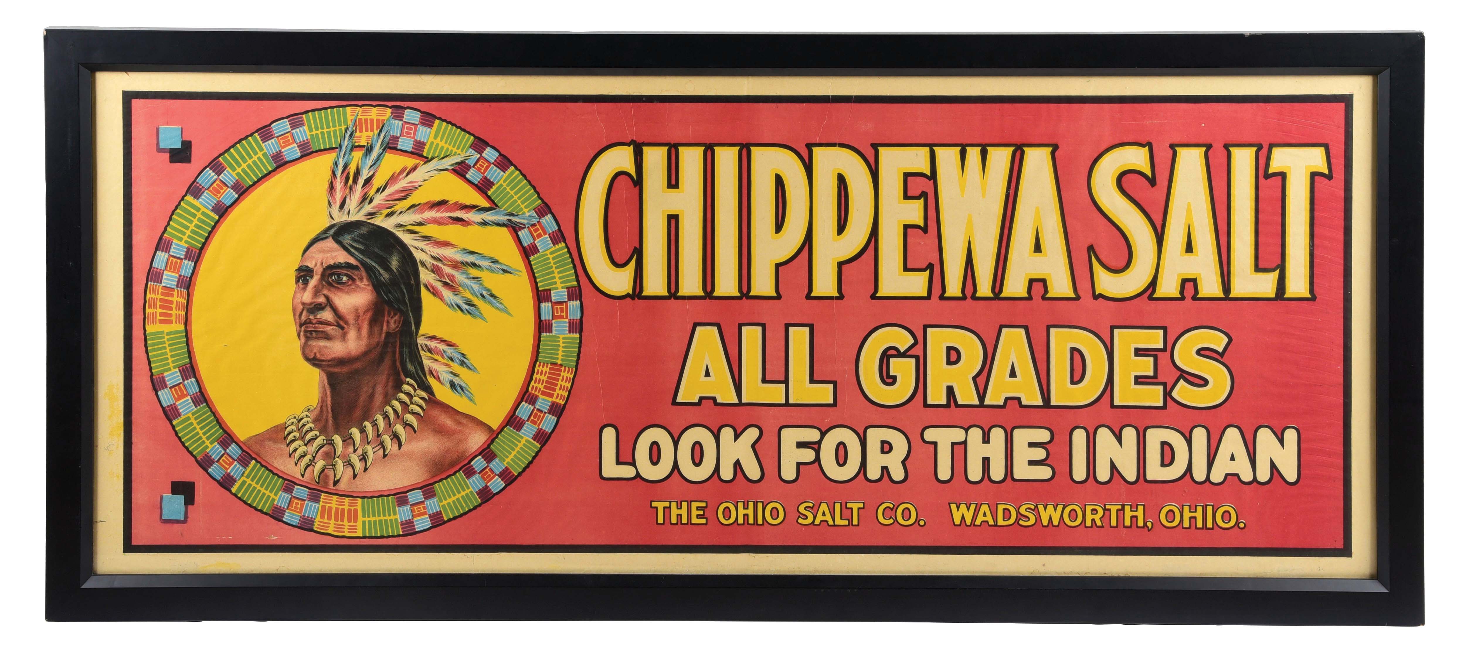 Lot Detail CHIPPEWA SALT FRAMED PAPER LITHOGRAPH ADVERTISEMENT