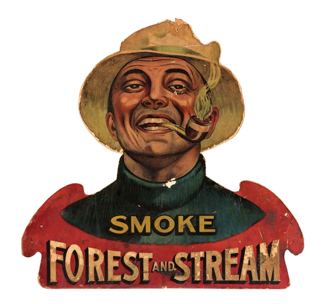 SMOKE FOREST AND STREAM CARDBOARD EASEL BACK SIGN.