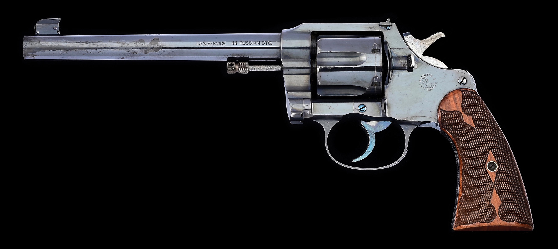 (C) EXCEPTIONALLY ATTRACTIVE COLT NEW SERVICE TARGET .44 RUSSIAN DOUBLE ACTION REVOLVER FACTORY GOLD INLAID TO PAUL DRYDEN, WITH FACTORY LETTER & PROVENANCE (1905).