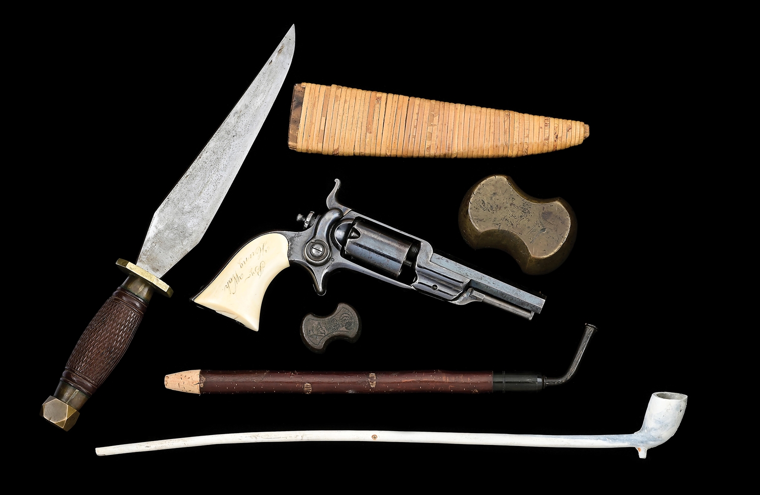 (A) COLT MODEL 1855 ROOT SINGLE ACTION PERCUSSION REVOLVER WITH IVORY INSCRIBED GRIPS TO "WM OSBORN" BY HUNG WAH.