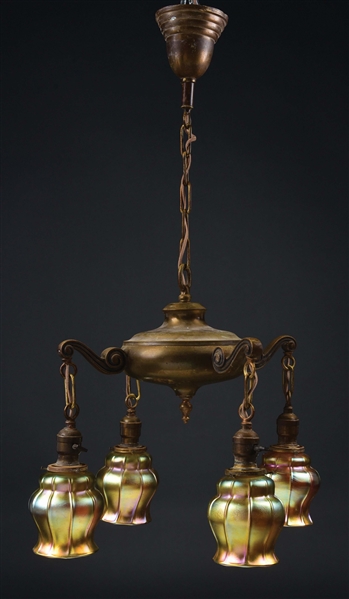 4-LIGHT CHANDELIER ATTRIBUTED TO STEUBEN.