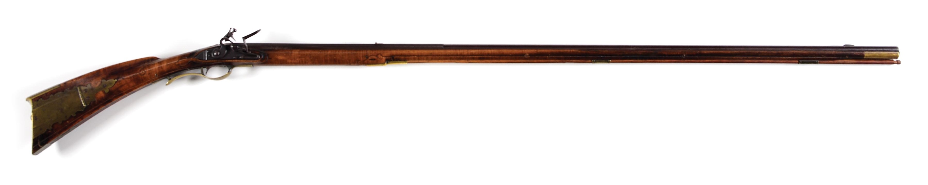 (A) RELEIF CARVED KENTUCKY FLINTLOCK RIFLE ATTRIBUTED TO STOFFILL SMITH.