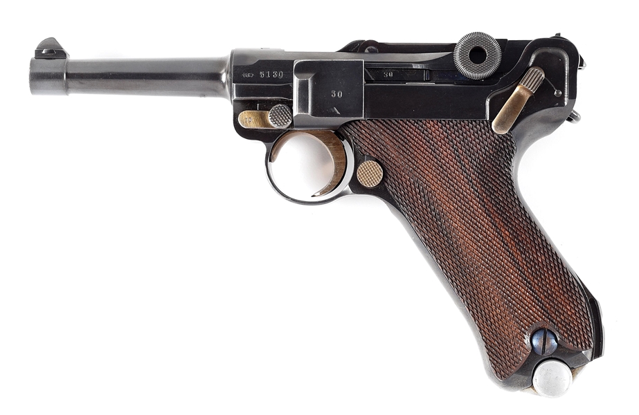 (C) SCARCE, ALL MATCHING, MAUSER BANNER "1938" COMMERCIAL CONTRACT LUGER SEMI-AUTOMATIC PISTOL.