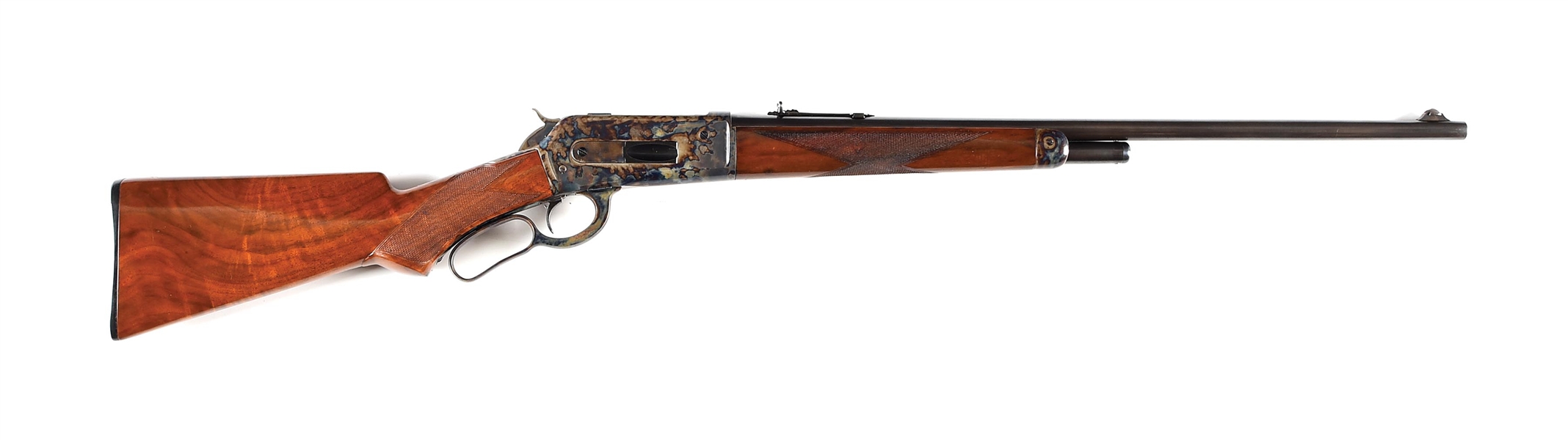 (A) ATTRACTIVELY RESTORED DELUXE WINCHESTER MODEL 1886 LEVER ACTION RIFLE.
