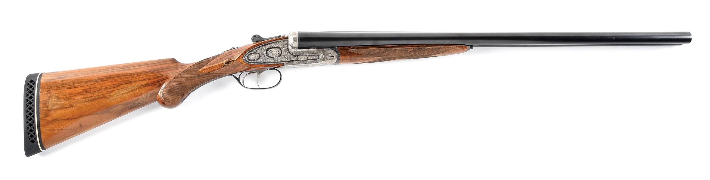 (C) CASED UNION ARMERA MODEL 217RB 12 BORE SIDE BY SIDE SHOTGUN WITH NUMBERED 2 BARREL SET.