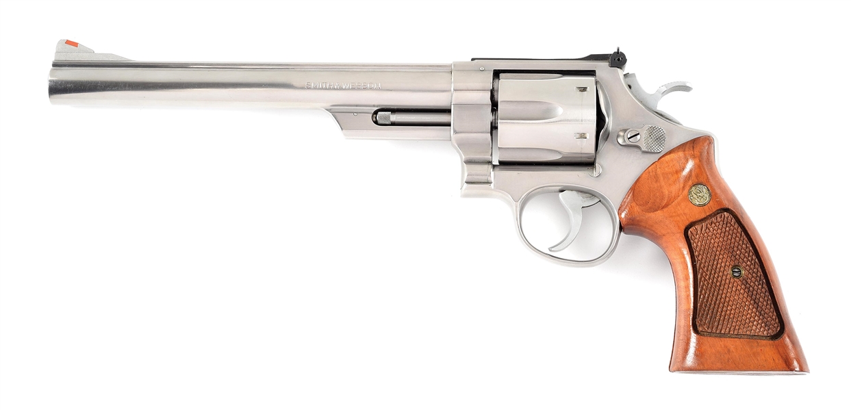 (M) STAINLESS SMITH & WESSON MODEL 629 .44 MAGNUM DOUBLE ACTION REVOLVER WITH CASE.