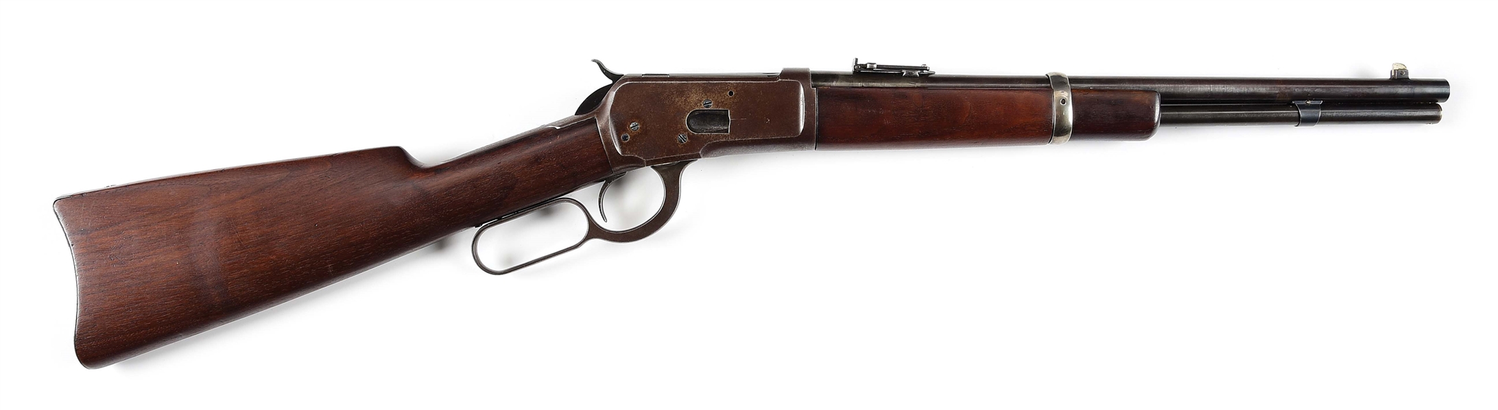 (C) WINCHESTER MODEL 1892 TRAPPER STYLE SADDLE RING CARBINE.
