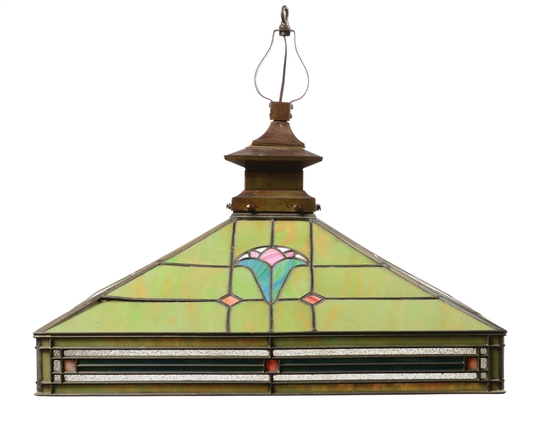 ICE CREAM PARLOR STAINED GLASS TULIP CHANDELIER.