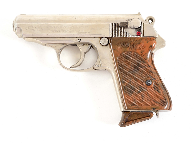 (C) REFINISHED WALTHER PPK SEMI-AUTOMATIC PISTOL WITH HOLSTER.