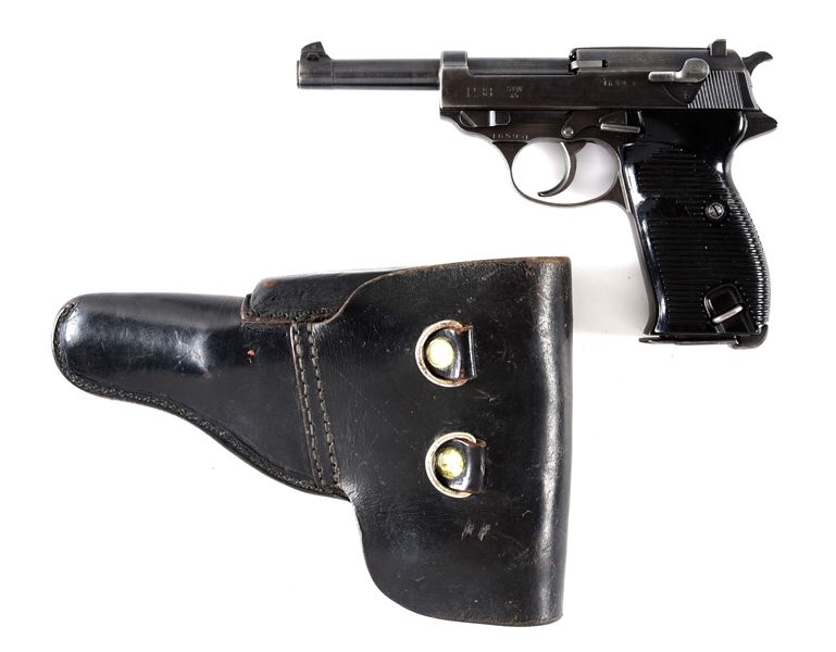 (C) FRENCH OCCUPATION MAUSER "SVW/45" CODE P.38 SEMI-AUTOMATIC PISTOL WITH HOLSTER.