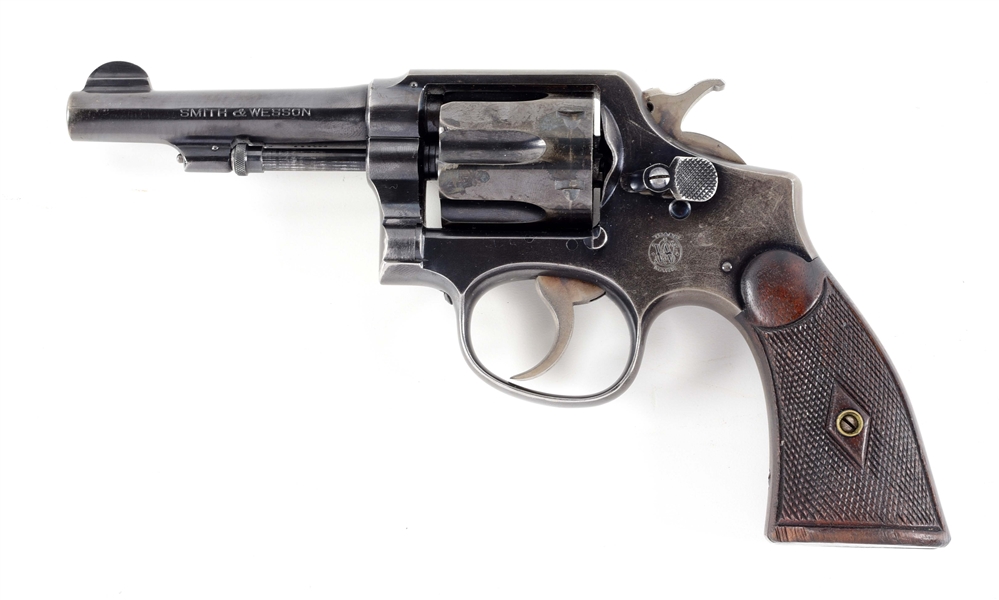 (C) INSCRIBED SMITH & WESSON HAND EJECTOR .38 S&W SPECIAL DOUBLE ACTION REVOLVER.