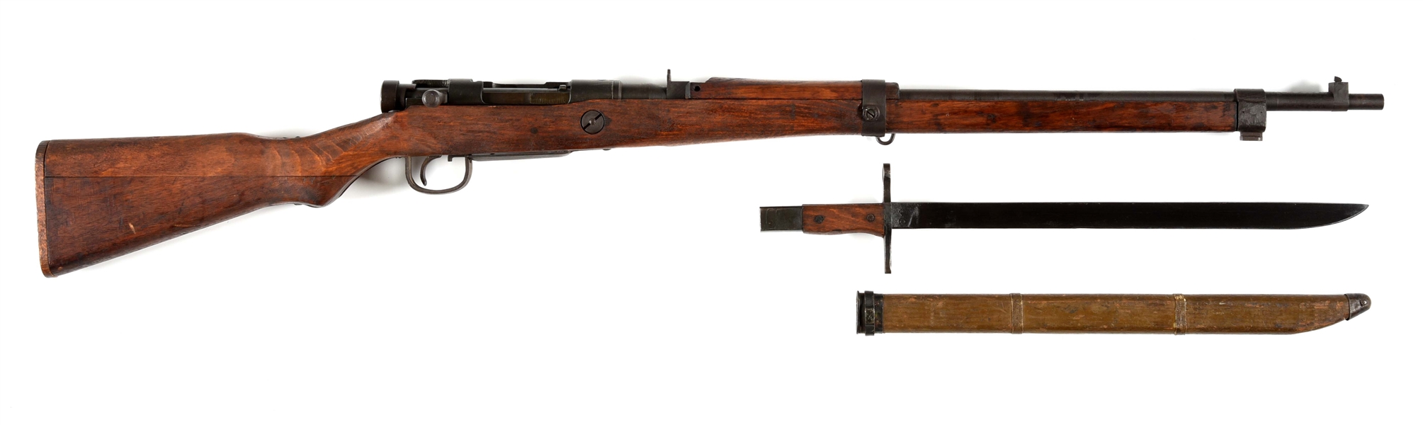 (C) LAST DITCH JAPANESE NAGOYA TYPE 99 BOLT ACTION RIFLE WITH BAYONET.