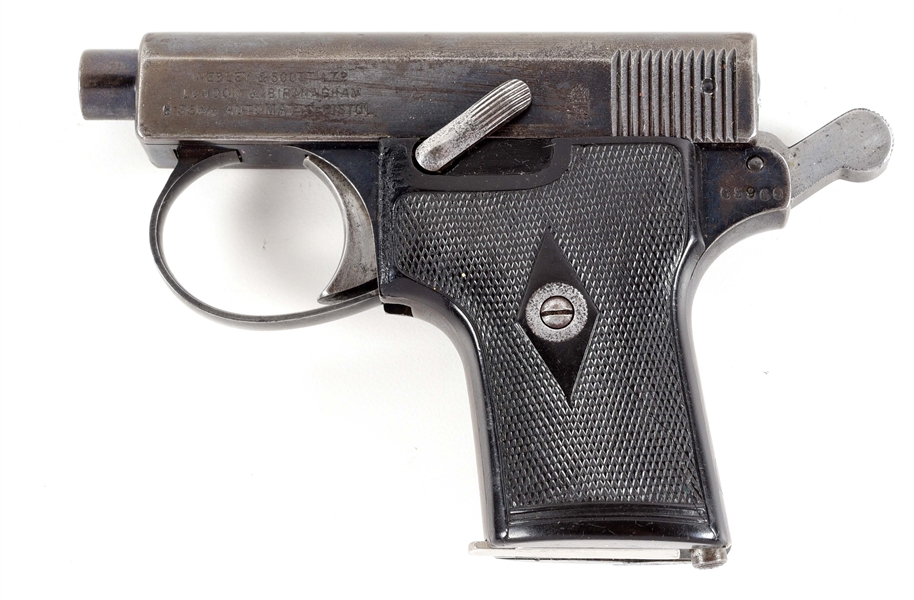 (C) WEBLEY & SCOTT MODEL 1908 .25 ACP SEMI-AUTOMATIC POCKET PISTOL.