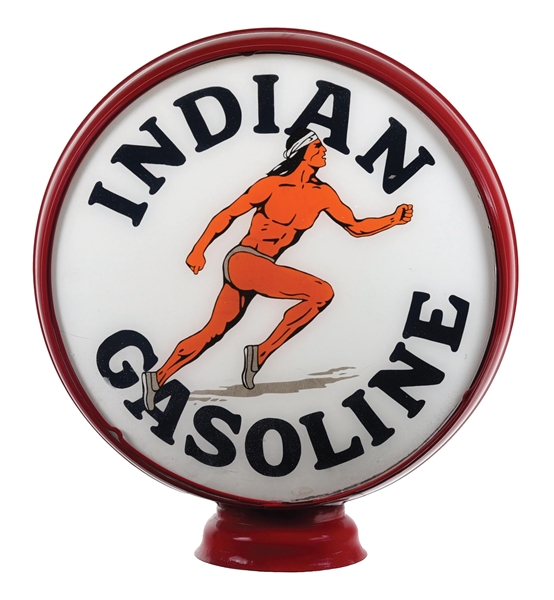 RARE INDIAN GASOLINE SINGLE 15" GLOBE LENS ON METAL L.P. BODY.